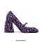 Square Toe Chunky Heels Mary Janes Leopard Shoes - Purple
