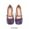 Square Toe Chunky Heels Mary Janes Leopard Shoes - Purple