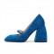 Square Toe Chunky Heels Mary Janes Leopard Shoes - Blue