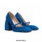 Square Toe Chunky Heels Mary Janes Leopard Shoes - Blue