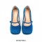 Square Toe Chunky Heels Mary Janes Leopard Shoes - Blue