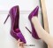 Pointed Toe Stiletto Heels Patent Pumps - Purple Metallic