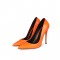 Pointed Toe Stiletto Heels Patent Pumps - Orange