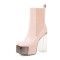 Square Toe Chunky Transparent Heels Gothic Punk Style Platforms Martin Boots - Apricot