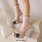Square Toe Chunky Transparent Heels Gothic Punk Style Platforms Martin Boots - Apricot