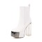 Square Toe Chunky Transparent Heels Gothic Punk Style Platforms Martin Boots - White