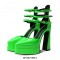 Pointed Toe Chunky Heels Platforms Ankle Buckle Straps Dorsay Pumps - Green