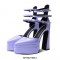 Pointed Toe Chunky Heels Platforms Ankle Buckle Straps Dorsay Pumps - Red