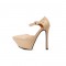 Pointed Toe Stiletto Heels Platforms Ankle Buckle Straps Mary Janes Dorsay Pumps - Apricot