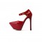 Pointed Toe Stiletto Heels Platforms Ankle Buckle Straps Mary Janes Dorsay Pumps - Red