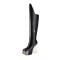 Square Toe Platforms Over The Knee Chunky Transparent Heels Boots - Black