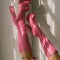 Square Toe Chunky Heels Double Platforms Knee Highs Boots - Rose Faux Leather