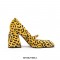 Square Toe Chunky Heels Mary Janes Leopard Shoes - Yellow
