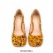 Square Toe Chunky Heels Leopard Pattern Shoes - Orange