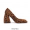 Square Toe Chunky Heels Leopard Pattern Shoes - Brown