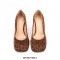 Square Toe Chunky Heels Leopard Pattern Shoes - Brown