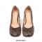 Square Toe Chunky Heels Brush Pattern Shoes - Tan