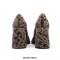 Square Toe Chunky Heels Brush Pattern Shoes - Tan