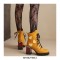 Round Toe Chunky Heels Platforms Ankle LaceUp Heart Boots - Yellow