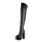 Round Toe Over The Knee Chunky Heels Side Zipper Platforms Super Sexy Boots - Black