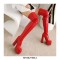 Round Toe Over The Knee Chunky Heels Side Zipper Platforms Super Sexy Patent Boots - Red