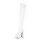 Round Toe Over The Knee Chunky Heels Side Zipper Platforms Super Sexy Patent Boots - White