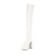 Round Toe Over The Knee Chunky Heels Pull On Platforms Super Sexy Boots - White