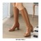 Peep Toe Knee Highs Chunky Heels Summer Party Zipper Boots - Brown