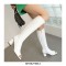 Peep Toe Knee Highs Chunky Heels Summer Party Zipper Boots - White
