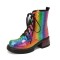 Round Toe Lace Up Low Chunky Heels Ankle Highs - Iridescence Multicolor Patent