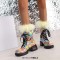 Round Toe Lace Up Low Chunky Heels Ankle Highs - Watercolor Multicolor Patent