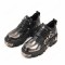 Metal Toe Platforms Gothic Punk Style Flats Buckle Straps Flame Black Loafers