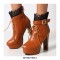 Round Toe Block Heels Ankle Buckle Straps LaceUp Booties with Back Zipper - White