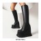 Round Toe Wedges Platforms Knee Highs Boots with Side Zipper - Black