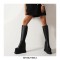 Round Toe Wedges Platforms Knee Highs Boots with Side Zipper - Black