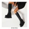 Round Toe Wedges Platforms Knee Highs Boots with Side Zipper - Black