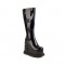 Round Toe Wedges Platforms Knee Highs Rising Stars Boots with Side Zipper - Black