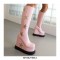 Round Toe Wedges Platforms Knee Highs Rising Stars Boots with Side Zipper - Pink
