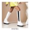 Round Toe Wedges Platforms Knee Highs Chelsea Boots with Side Zipper - White