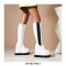Round Toe Wedges Platforms Knee Highs Chelsea Boots with Side Zipper - White