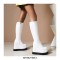 Round Toe Wedges Platforms Knee Highs Boots with Side Zipper - White