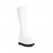 Round Toe Wedges Platforms Knee Highs Boots with Side Zipper - White