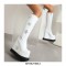 Round Toe Wedges Platforms Knee Highs Rising Stars Boots with Side Zipper - White