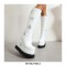Round Toe Wedges Platforms Knee Highs Rising Stars Boots with Side Zipper - White
