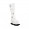 Round Toe Wedges Platforms Knee Highs Rising Stars Boots with Side Zipper - White