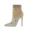 Pointed Toe Sequins Blings Stiletto Heels Ankle High Boots - Gold