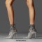 Pointed Toe Sequins Blings Stiletto Heels Ankle High Boots - Silver