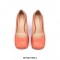 Square Toe Chunky Heels Leopard Pattern Shoes - Orange
