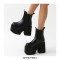 Round Toe Chunky Heels Platforms Ankle Highs Chelsea Boots - Black