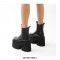Round Toe Chunky Heels Platforms Ankle Highs Chelsea Boots - Black